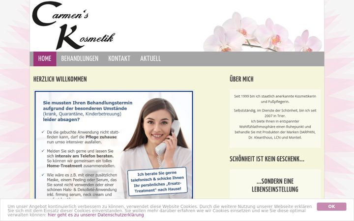 Screenshot of carmens-kosmetik.de