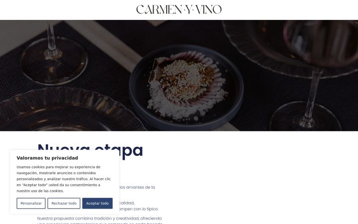 Screenshot of carmenyvino.com