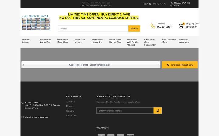 Screenshot of carmirrorbazar.com