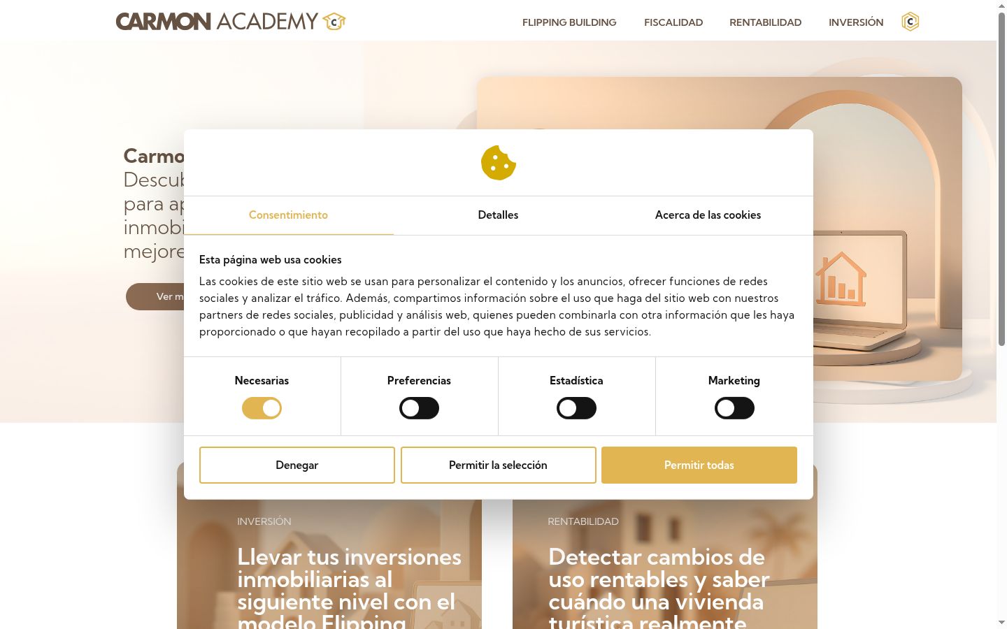 Screenshot del banner di consenso mostrato prima di qualsiasi interazione