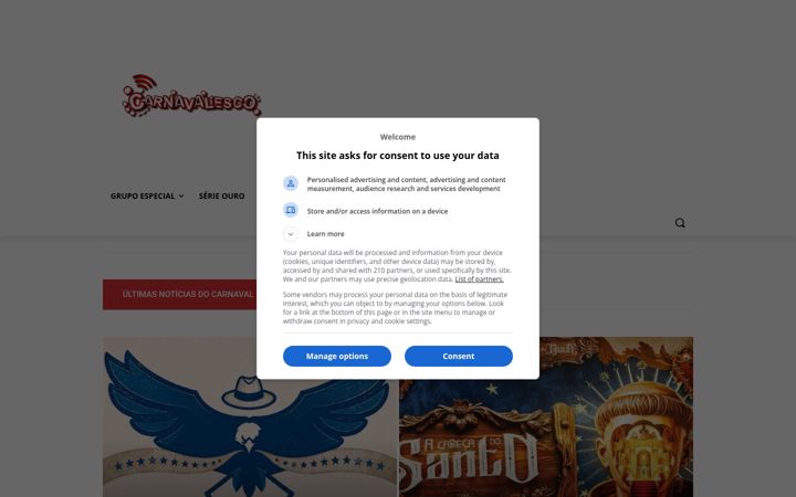 Screenshot of carnavalesco.com.br