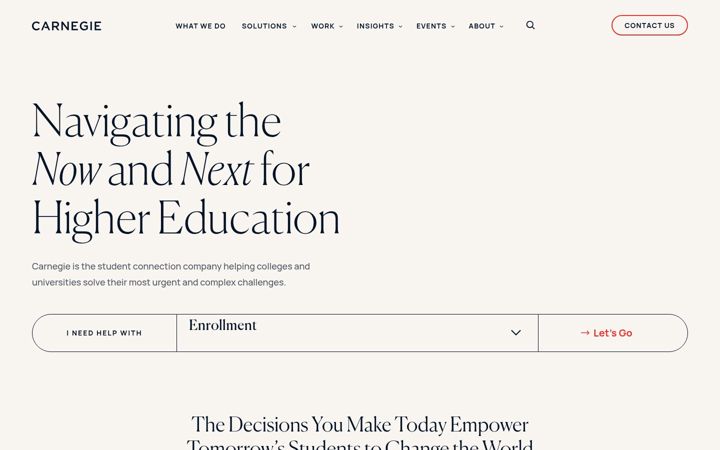 Screenshot of carnegiehighered.com