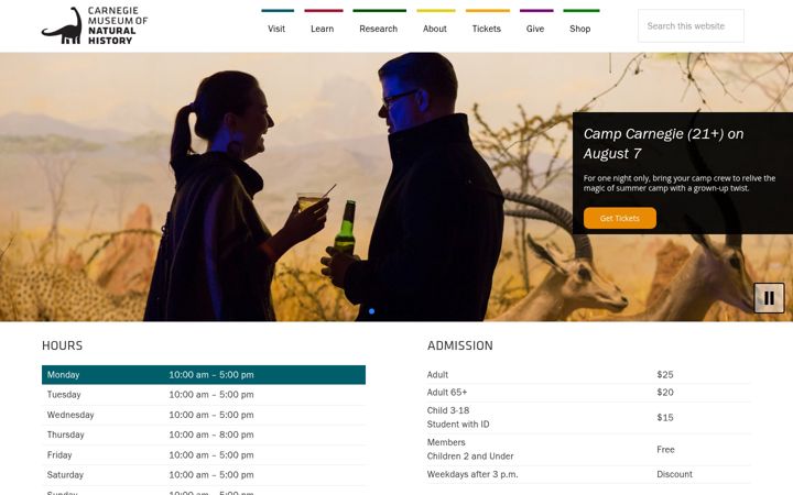 Screenshot of carnegiemnh.org