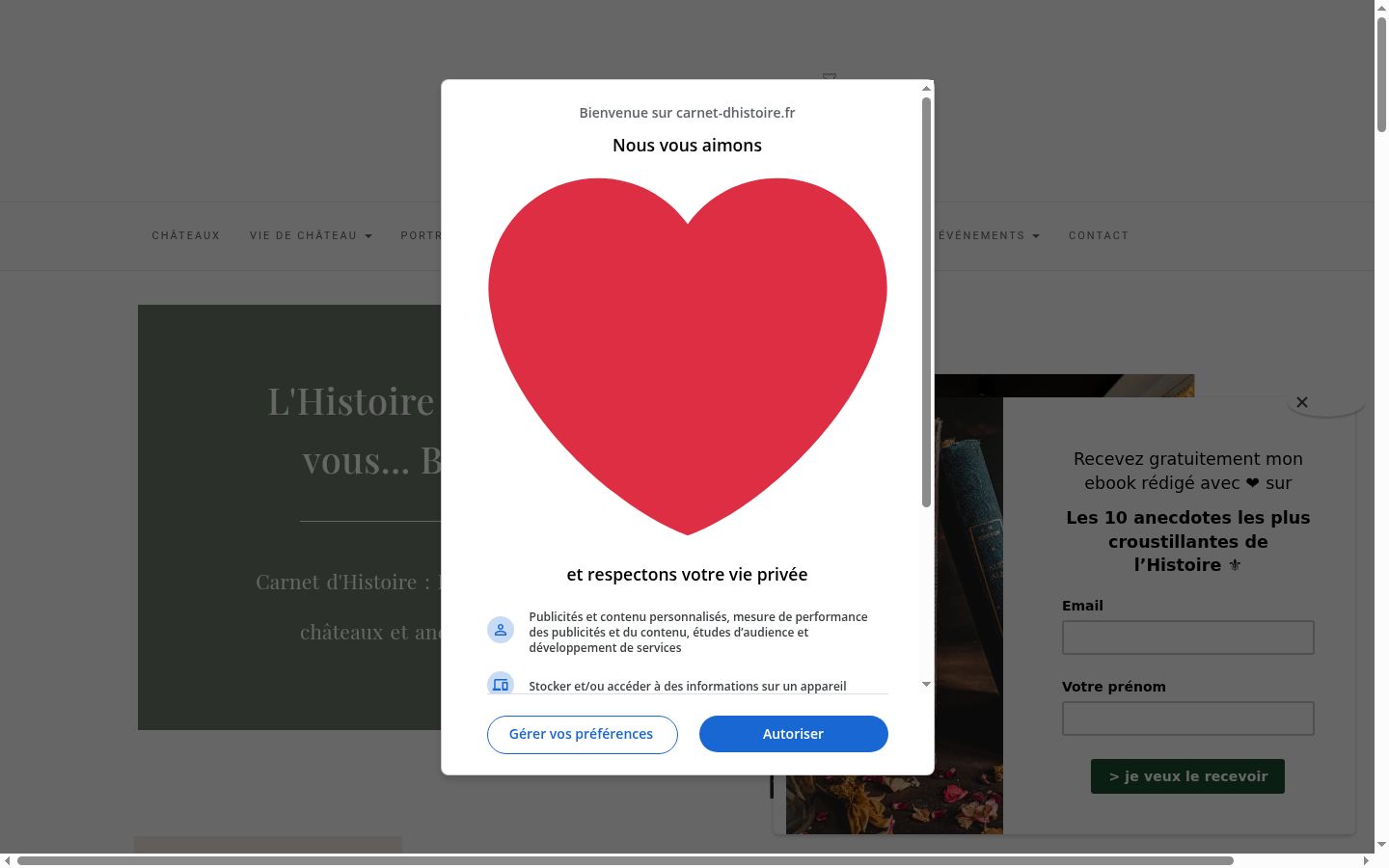 Screenshot of the consent banner shown before any interaction