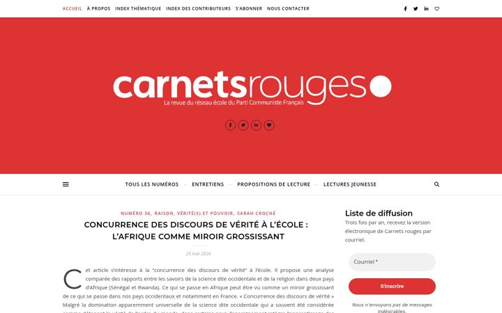 Screenshot of carnetsrouges.fr