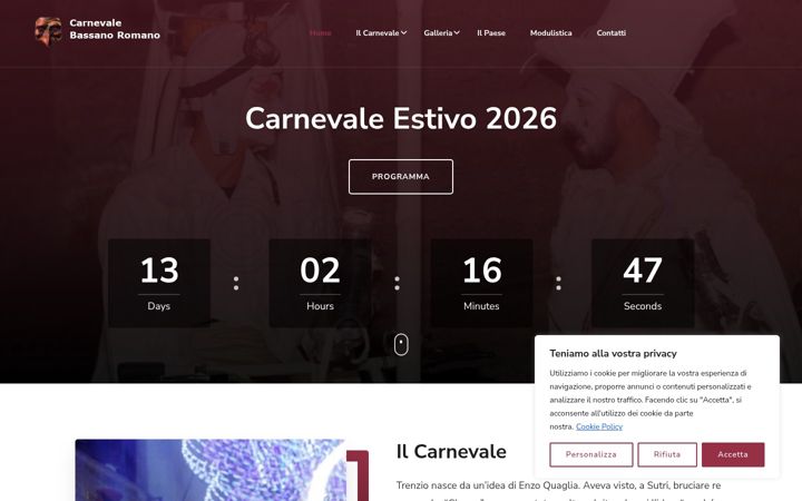 Screenshot von carnevalebassanoromano.it