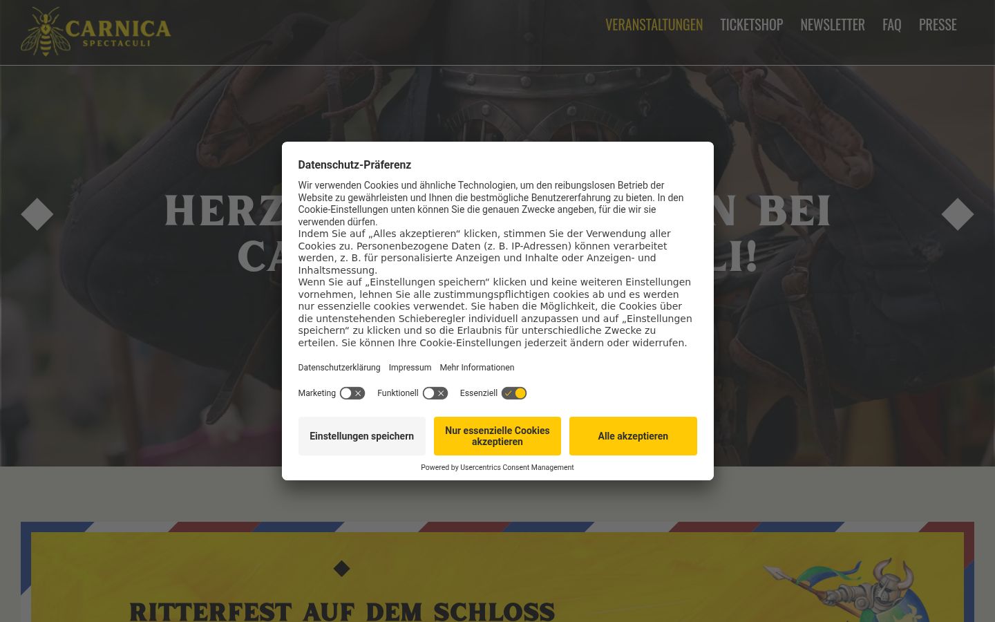 Capture d'écran de la bannière de consentement affichée avant toute interaction