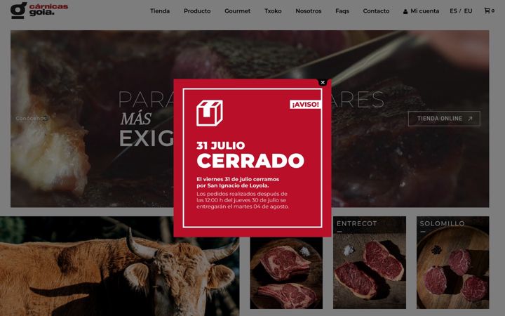 Screenshot of carnicasgoya.com