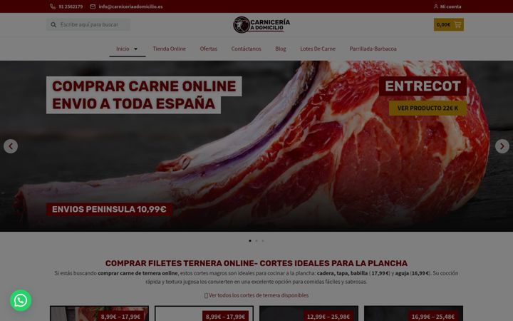 Posnetek zaslona carniceriaadomicilio.es