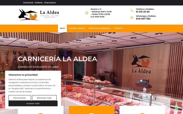Screenshot of carnicerialaaldea.com
