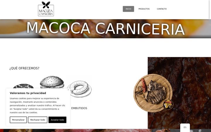 Screenshot of carniceriamacoca.com