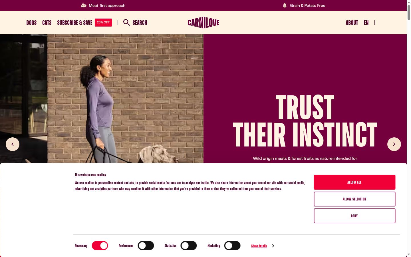 Screenshot of the consent banner shown before any interaction