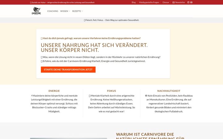 Screenshot of carnivore-coach.de
