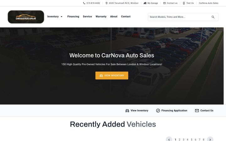 Snimka zaslona za carnovaautosales.ca