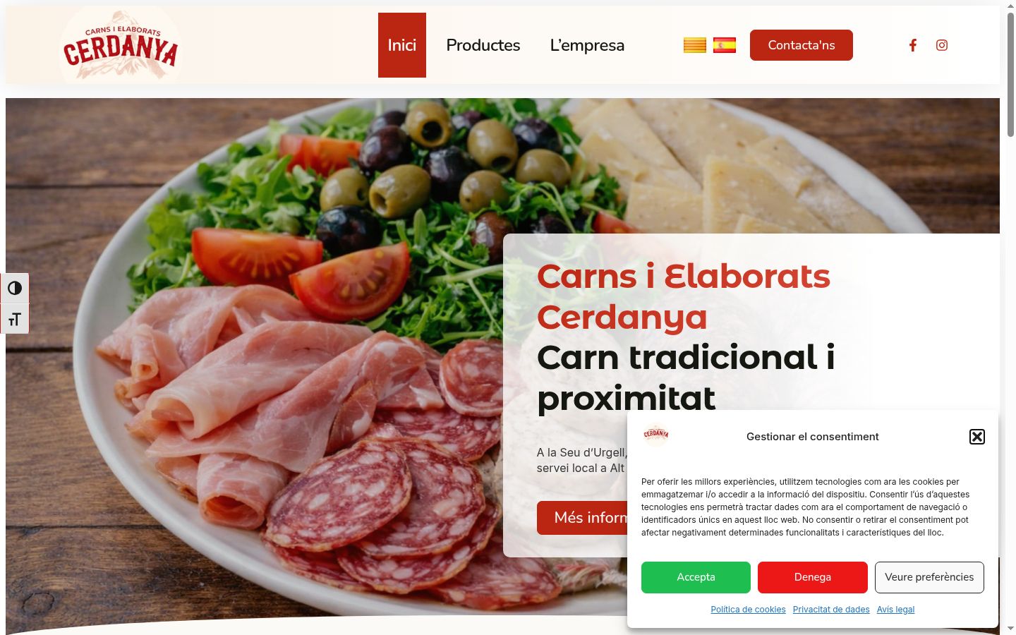 Screenshot del banner di consenso mostrato prima di qualsiasi interazione