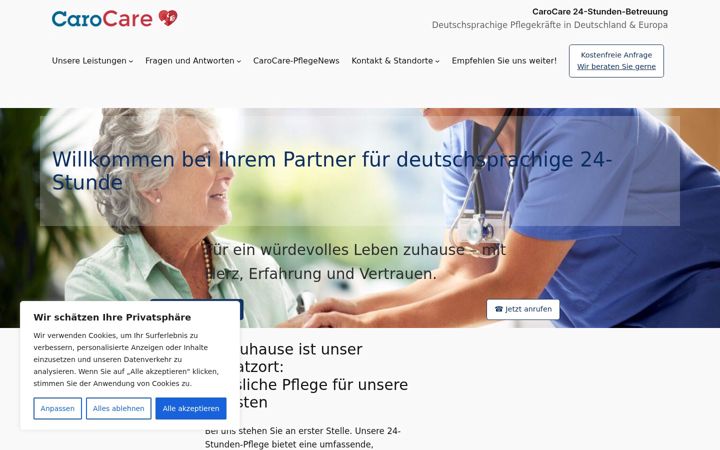 Screenshot of carocare24.com