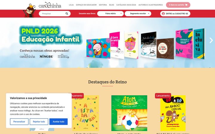 Screenshot of carochinhaeditora.com.br