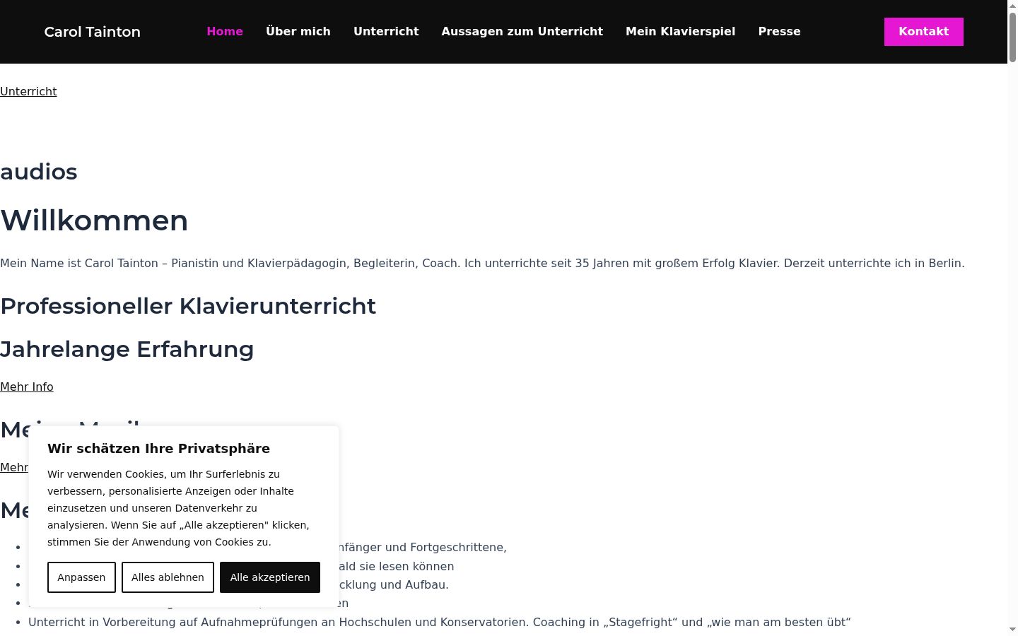 Screenshot des Einwilligungsbanners vor jeglicher Interaktion