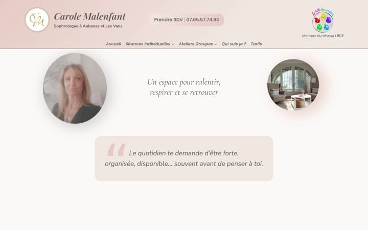 Screenshot of carolemalenfantsophrologie.fr