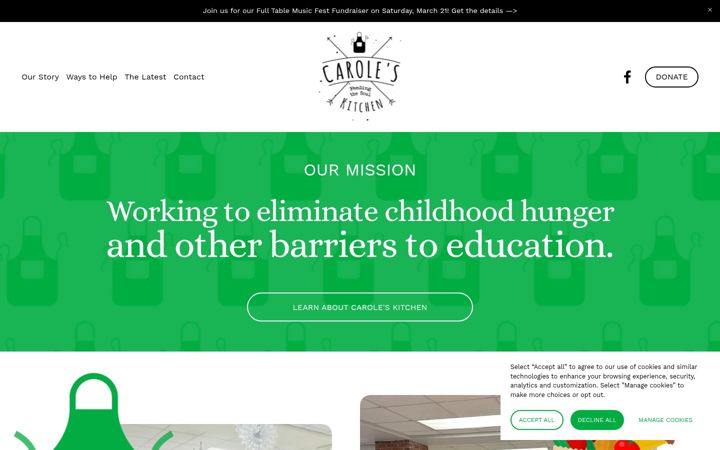 Kuvakaappaus sivustosta caroleskitchen.org