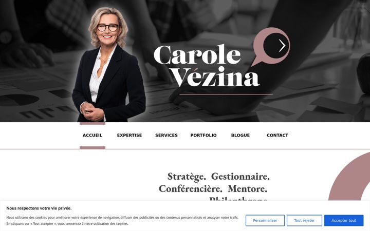 Screenshot of carolevezina.com