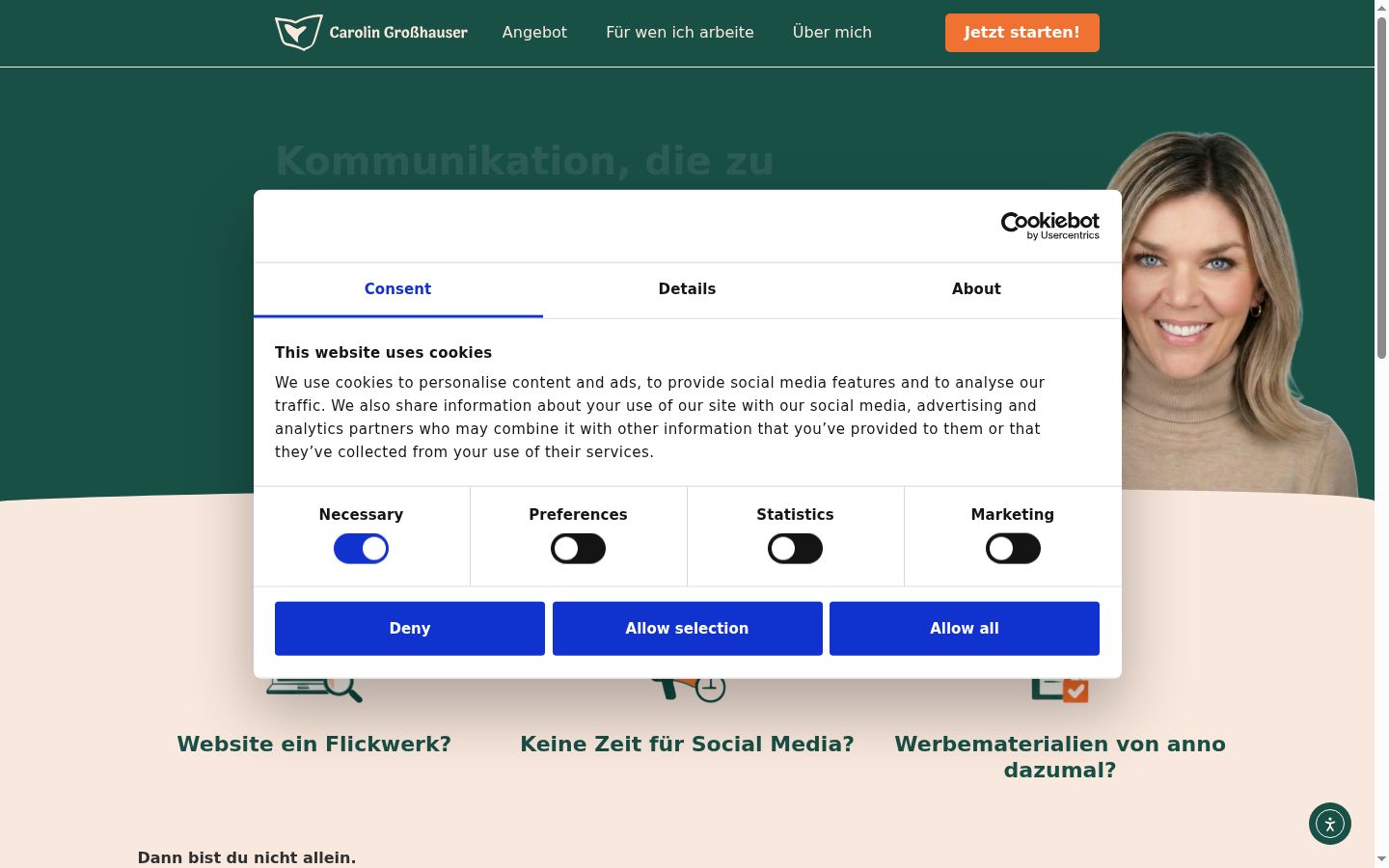 Screenshot tal-banner tal-kunsens muri qabel kwalunkwe interazzjoni