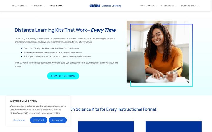 Screenshot of carolinadistancelearning.com