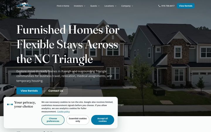 Screenshot of carolinafurnishedrentals.com