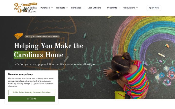 Screenshot of carolinahomemortgage.com