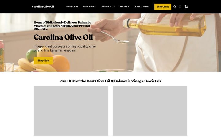 Skærmbillede af carolinaoliveoil.com