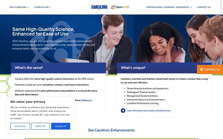 Screenshot of carolinaopenscied.com
