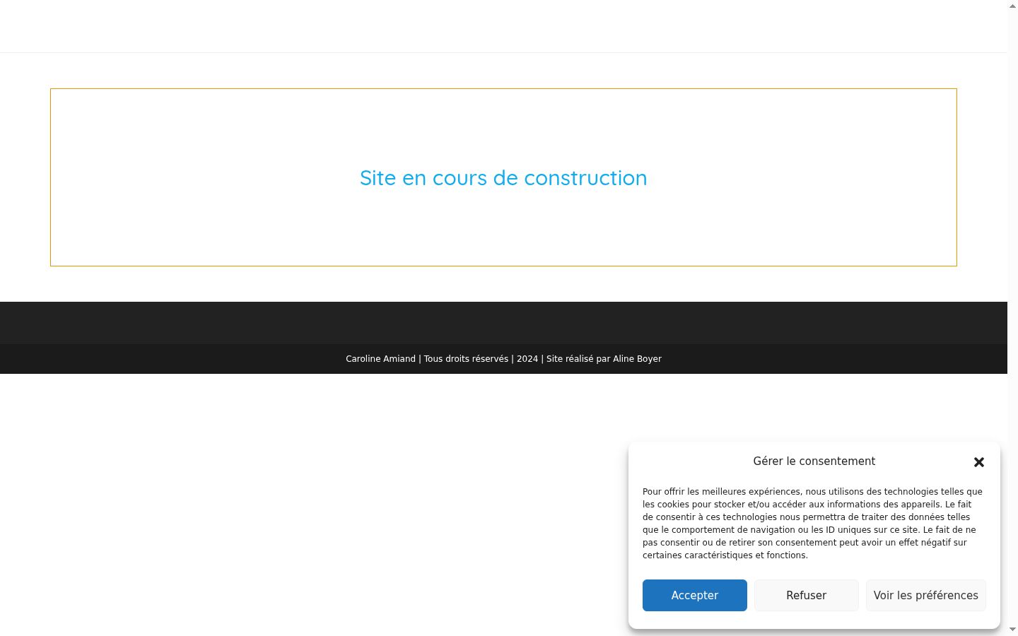 Capture d'écran de la bannière de consentement affichée avant toute interaction