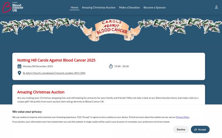 Screenshot of carolsagainstbloodcancer.co.uk