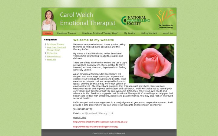 Screenshot of carolwelchtherapy.co.uk