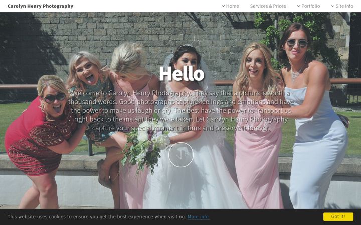 Screenshot of carolynhenryphotography.co.uk