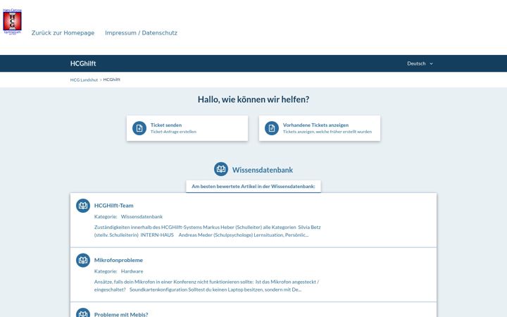 Ekrano kopija carossa-helpdesk.de