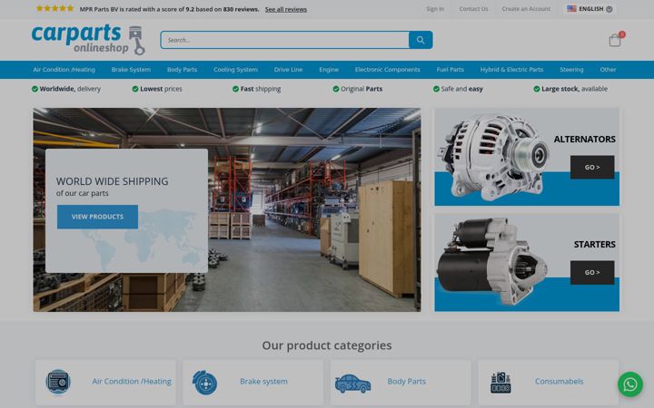 Screenshot of carparts-onlineshop.com