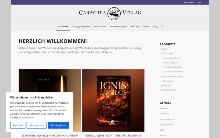 Screenshot of carpathia-verlag.de