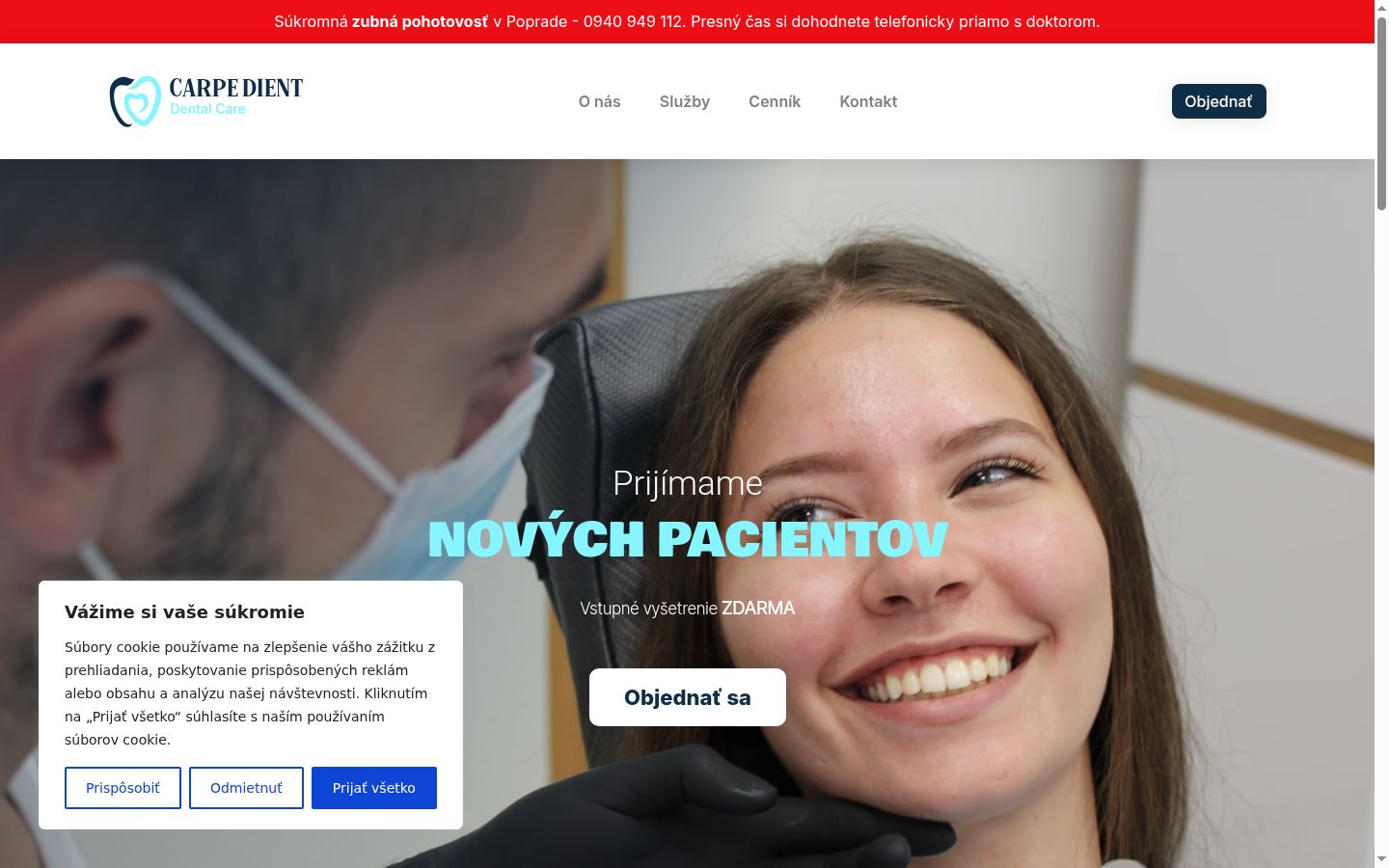 Ekrānuzņēmums ar piekrišanas baneri, kas tika rādīts pirms jebkādas mijiedarbības