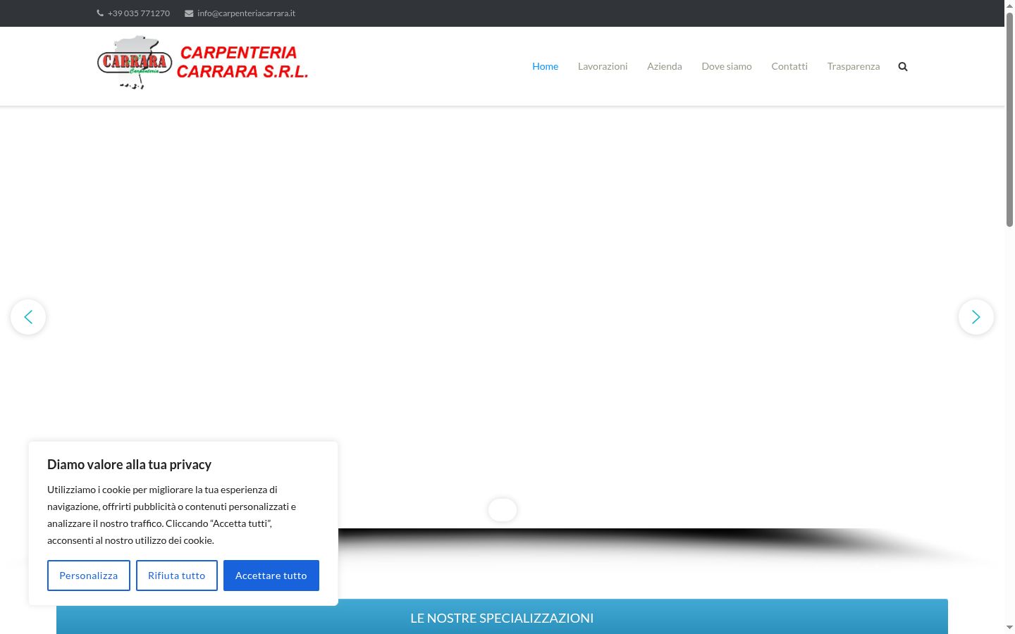 Screenshot del banner di consenso mostrato prima di qualsiasi interazione