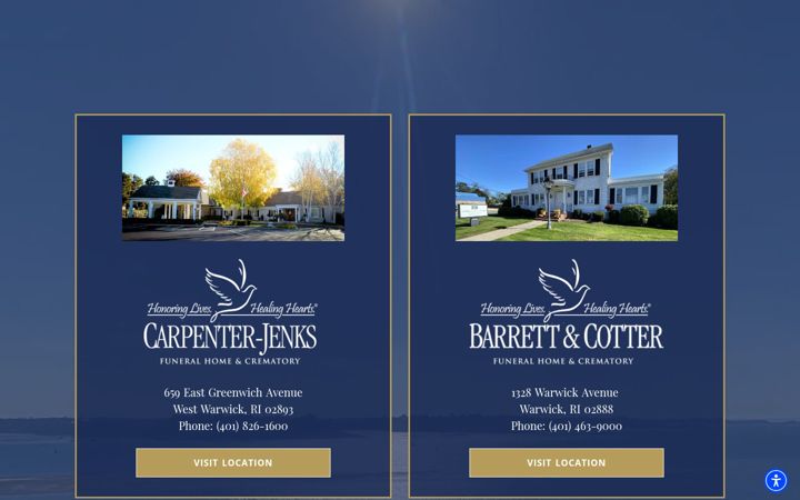 Screenshot of carpenterjenksfamilyfuneralhomes.com