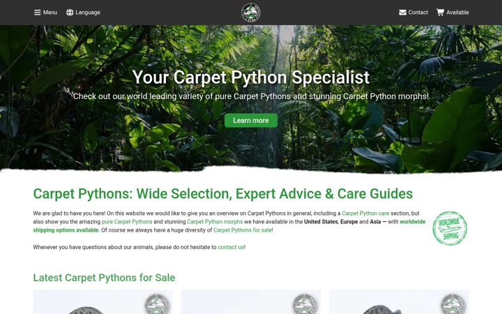 Screenshot of carpetpythons.com