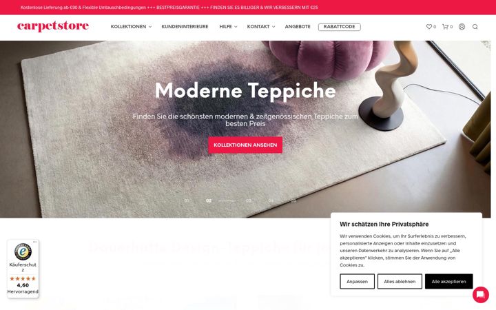 Capture d'écran de carpetstore.de