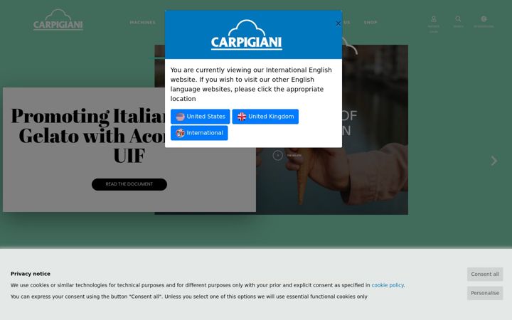 Screenshot of carpigiani.com