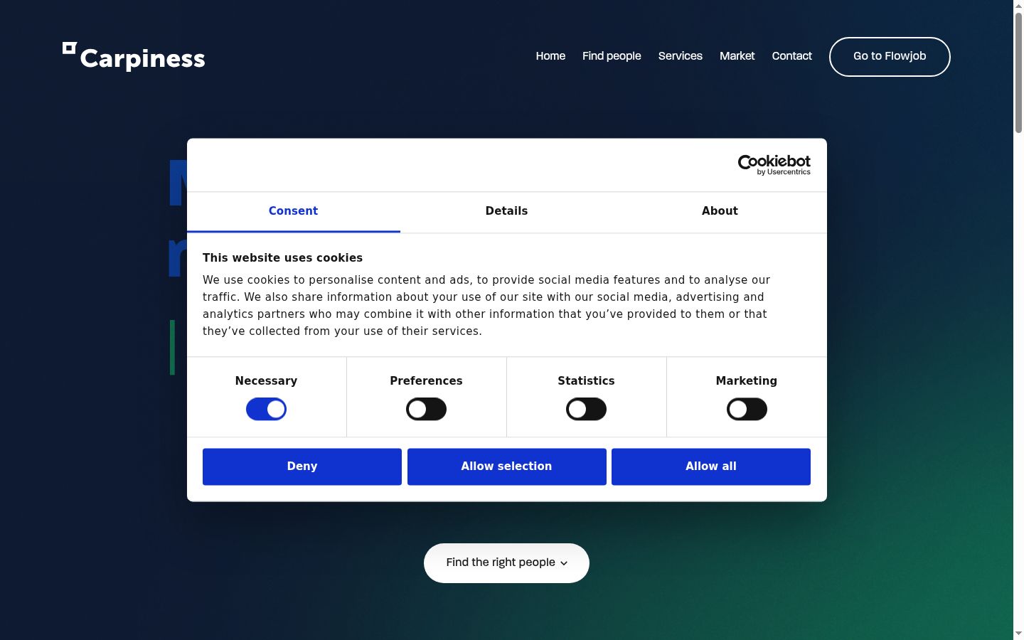Screenshot of the consent banner shown before any interaction
