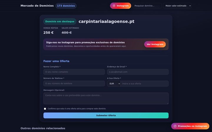 Kuvakaappaus sivustosta carpintariaalagoense.pt
