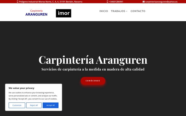 Screenshot of carpinteriaaranguren.com