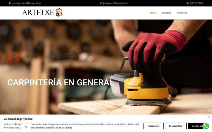 Screenshot of carpinteriaartetxe.com