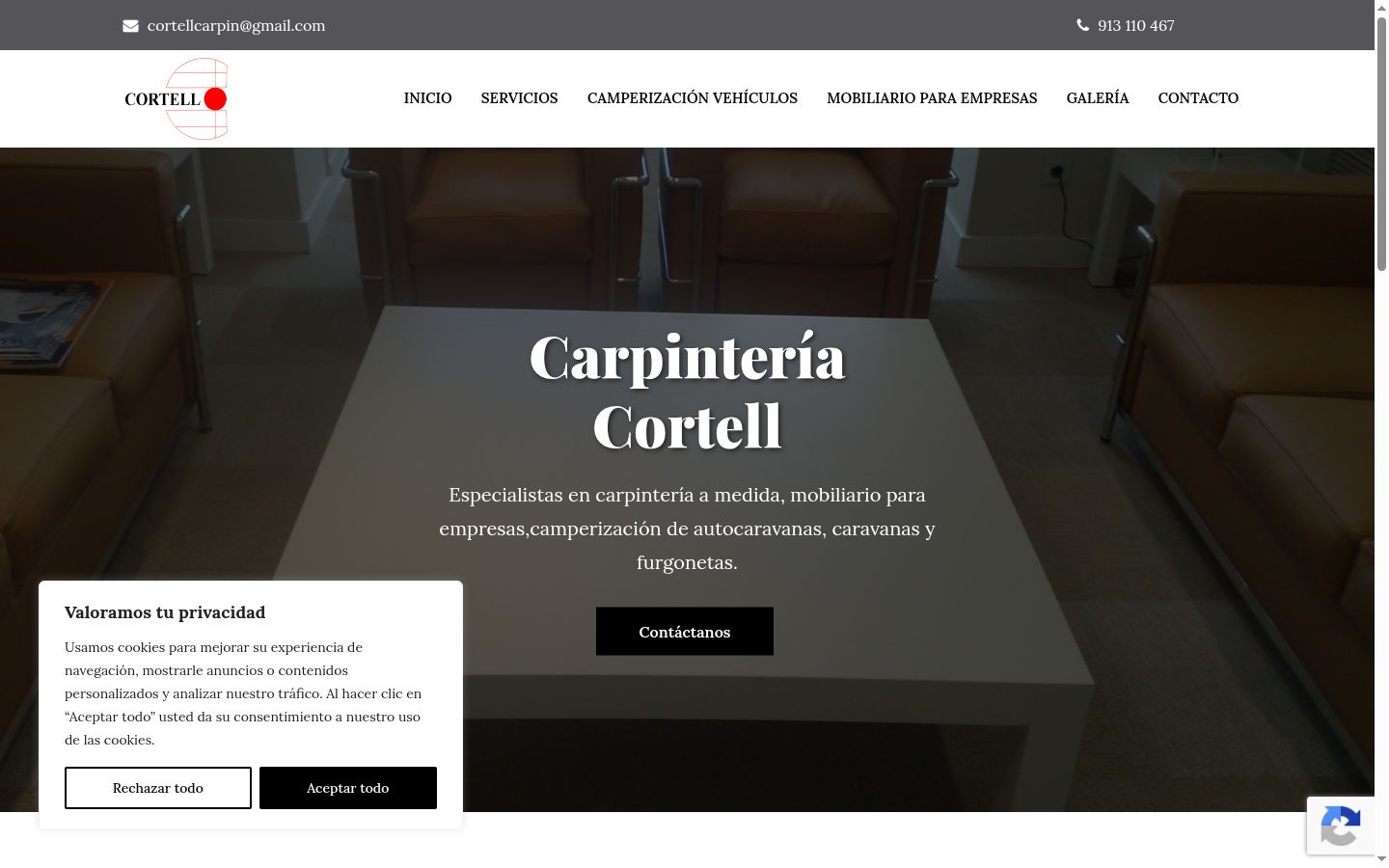 Captura de ecrã do banner de consentimento apresentado antes de qualquer interação
