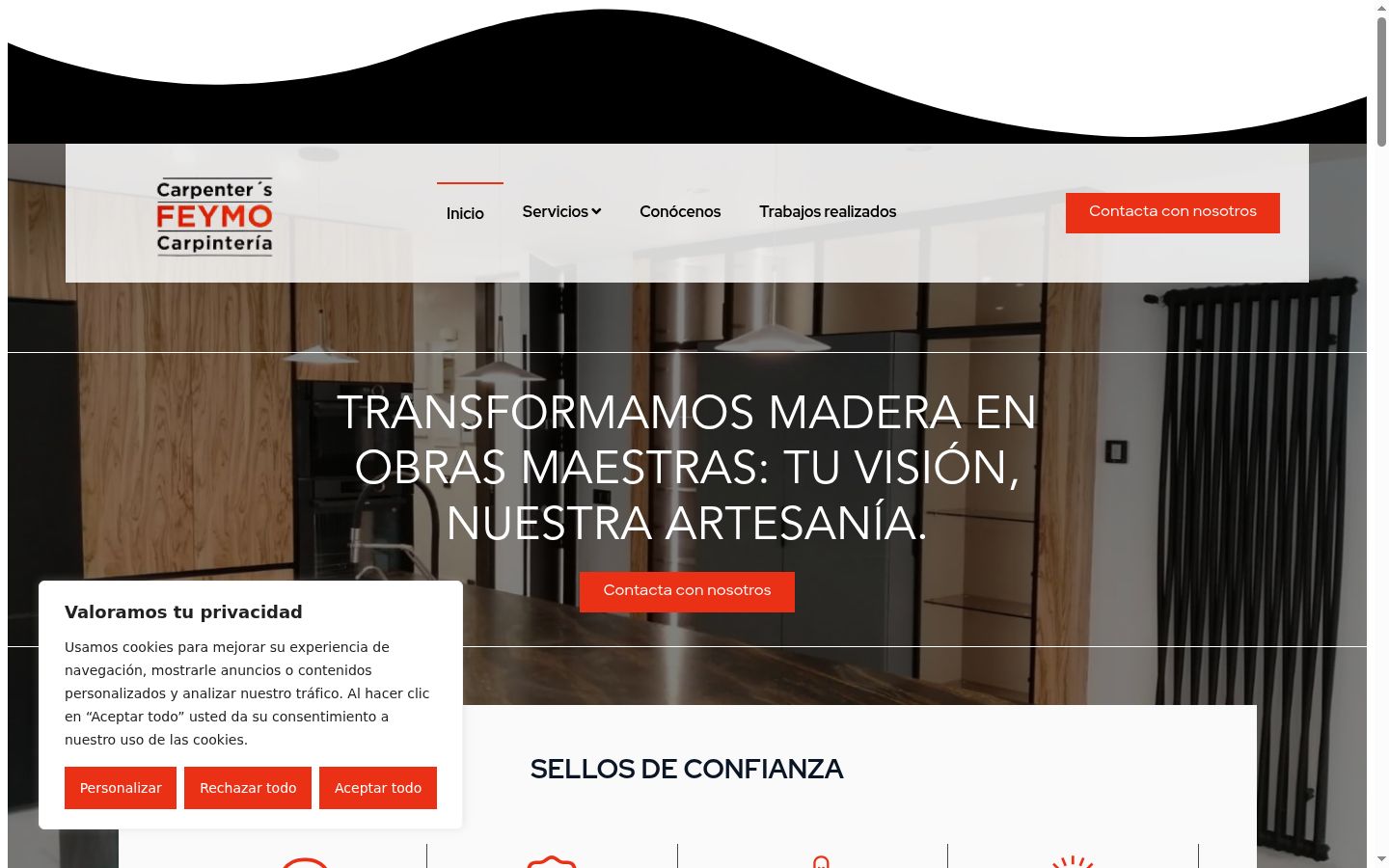 Captura de ecrã do banner de consentimento apresentado antes de qualquer interação